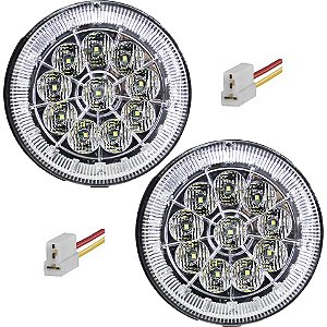 2 Lanterna Traseira 125mm Caminhão Carreta Mod. Randon 10 LED CR 24V +Conector