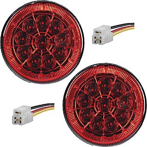 2 Lanterna Traseira 125mm Caminhão Carreta Mod. Randon 10 LED VM 24V +Conector