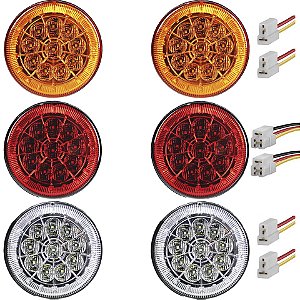 6 Lanterna Traseira 125mm Caminhão Carreta Mod. Randon 10 LED 24V +Conector