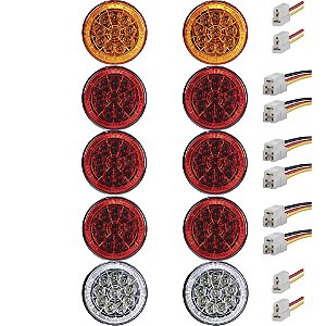 10 Lanterna Traseira 125mm Caminhão Carreta Mod. Randon 10 LED 24V +Conector