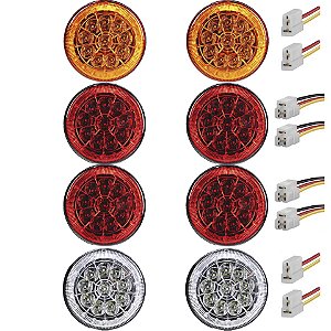8 Lanterna Traseira 125mm Caminhão Carreta Mod. Randon 10 LED 24V +Conector