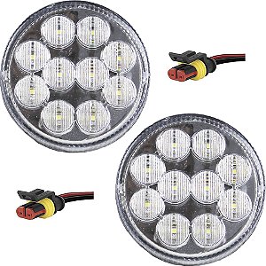 2 Lanterna Traseira 96mm Ônibus Caminhão Bugue 10 LED CR 24V +Conector