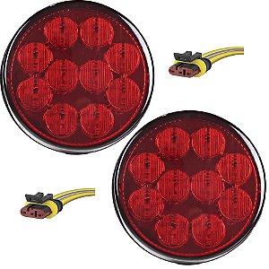 2 Lanterna Traseira 96mm Ônibus Caminhão Bugue 10 LED VM 24V +Conector