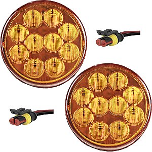 2 Lanterna Traseira 96mm Ônibus Caminhão Bugue 10 LED AM 12V +Conector