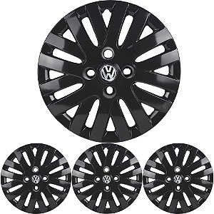 JG 4 Calota Saveiro G5 2009 10 11 Aro 14 Black Piano com Emblema