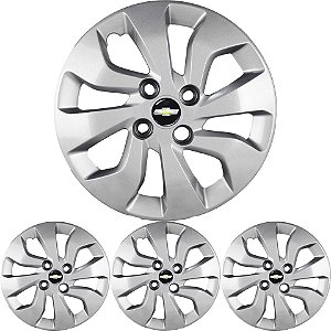 JG 4 Calota Onix Aro 14 Prata Metálico com Emblema