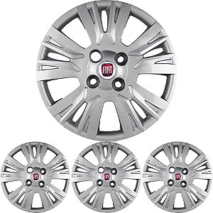 JG 4 Calota Palio Essence 2014 15 16 Aro 14 Prata Metálico com Emblema