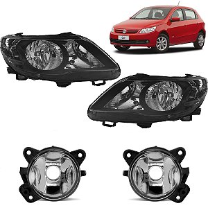 Farol + Milha Gol G5 08 09 010 2011 2012 FOCO Duplo Máscara Negra