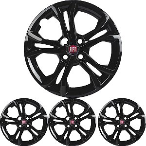 4 Calota Argo 2022 2023 Aro 15 Black Piano com Emblema