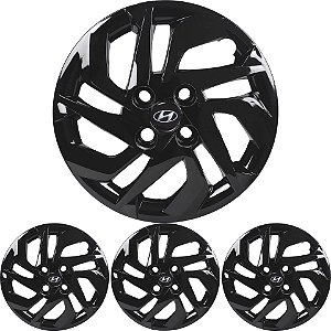 4 Calota HB20 Aro 14 Black Piano com Emblema