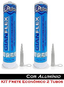 2 Selante Adesivo Cola - Gian Flex - Para Farol / Lente / Lanterna / Baú - Cor Alumínio