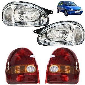 Cj Farol Lanterna Corsa 1994 95 96 97 98 99 Cromado Raiado BI