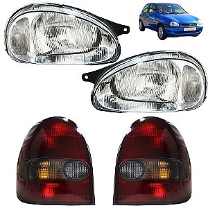 Cj Farol Lanterna Corsa 1994 95 96 97 98 99 Cromado Raiado FU