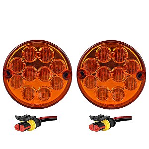 Cj2 Lanterna Traseira Ônibus Caminhão 96mm 10 Led 12V +Conec