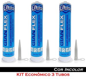 3 Selante Adesivo Cola - Gian Flex - Para Farol / Lente / Lanterna / Baú - Cor Incolor