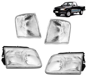 KIT Farol Lanterna S10 Blazer 1995 96 97 98 99 2000 CRISTAL