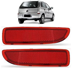 PAR Refletor Para-choque Traseiro Corsa Hatch 2003 à 2014 Lente Rubi