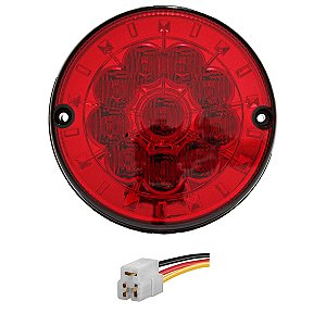 KIT Lanterna Traseira Posição Freio 10 LED VM 24 volts Ø 12.5 cm com Conector