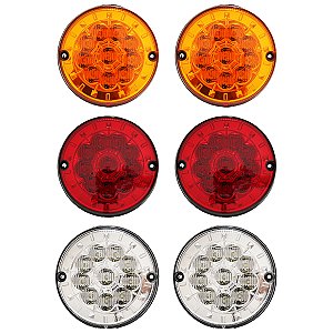 6 Lanterna Traseira 125mm Ônibus Caminhão Carreta 10 LED 12V