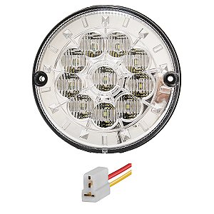 Lanterna Traseira Ônibus Caminhão 125mm 10 LED 12V CR + Conector
