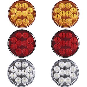 6 Lanterna Traseira 96mm Ônibus Caminhão Bugue 10 LED 24V