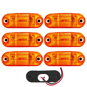 6 Lanterna Vigia Ônibus Caminhão 2 LED Âmbar BIVOLT +Chicote
