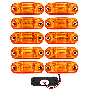 10 Lanterna Vigia Ônibus Caminhão 2 LED Âmbar BIVOLT +Chicote