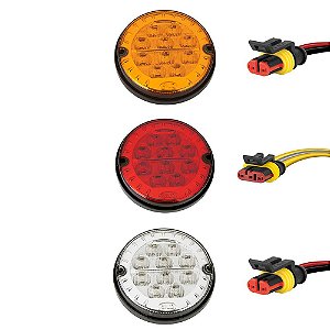 3 Lanterna Traseira 125mm Ônibus Comil Mascarello Neobus 10 LED 24V + Conector