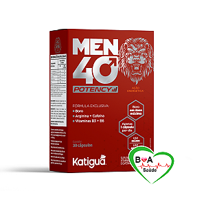 MEN 40 POTENCY SUPLEMENTO VITAMINICO 500MG COM 30CPS KATIGUA BOA SAUDE LIBIDO POTENCIA