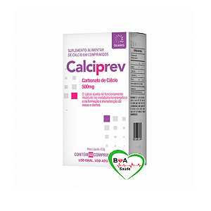 CALCIPREV CARBONATO DE CALCIO 500MG PURO COM 60 COMP ORIGINAL VITAMED QUARIS BOA SAUDE