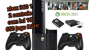 Xbox 360 Super Slim 4g modelo 2015 e 2016 com 2 controle e kinect