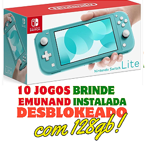 Nintendo Switch Lite Turquesa- DESTRAVADO com 128gb