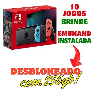 Nintendo Switch Neon DESBLOQUEADO COM 256GB