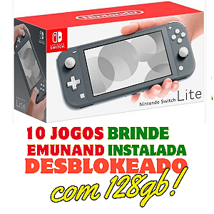 Nintendo Switch Lite Cinza- DESTRAVADO com 128gb