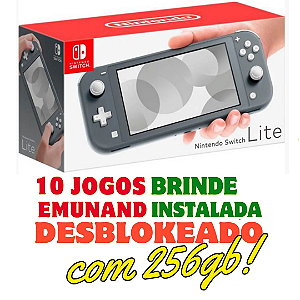 Nintendo Switch Lite Cinza- DESTRAVADO com 256gb