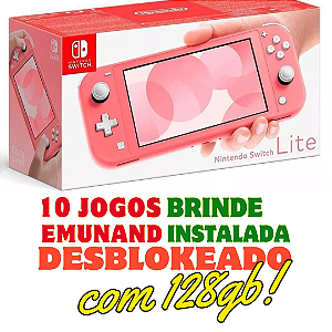 Nintendo Switch Lite Coral- DESBLOQUEADO com 128gb