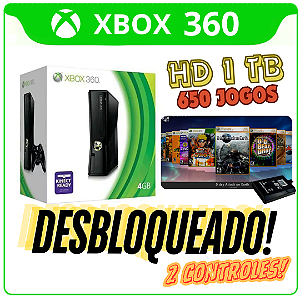 Xbox 360 Desbloqueado 2 Controles com HD 1 TeraByte de 650 jogos