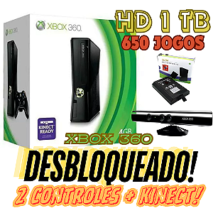 Xbox 360 Desbloqueado 2 Controles com HD 1 TeraByte de 650 jogos