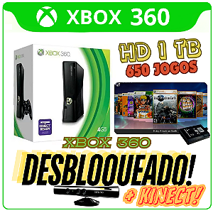 Xbox 360 Desbloqueado com Kinect e HD 1 TeraByte de 650 jogos