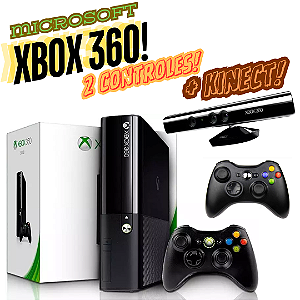 Xbox 360 Super Slim 2015 com 2 Controles e Kinect