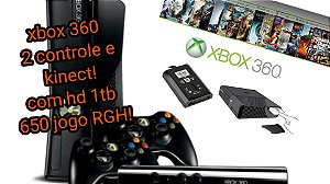 Xbox 360 - Microsoft -RGh com 2 controle + kinect  1tb hd interno com 650ogos atenção 110volts