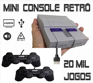 Mini Console Retro - 20 Mil Jogos - Snes - 2 Controles USB de