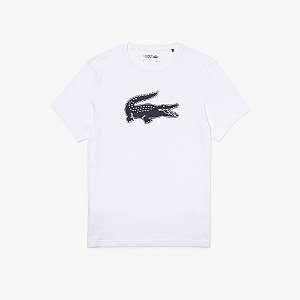 Camiseta Lacoste Sport de Algodão Estampa 3D Branca