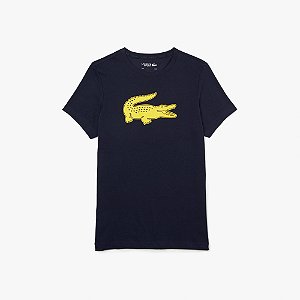 Camiseta Lacoste Sport de Algodão Estampa 3D Azul marinho