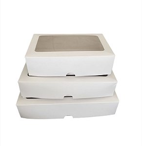 Caixa branca com visor - 17x11x4,5 cm - 25 unidades