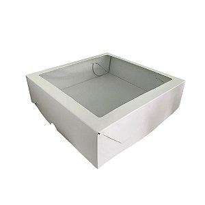 Caixa branca com visor - 26x26x7 cm - 10 unidades