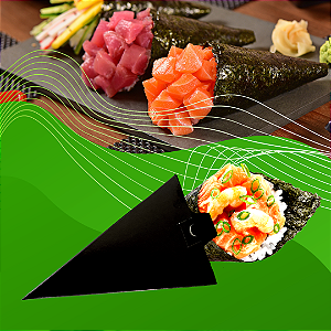 Embalagem de Temaki Delivery c/ Berço Preta - 50 unidades