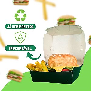 Caixa lanche impermeável - Hamburgueira - 12X12X8,5 cm - 300 unidades.