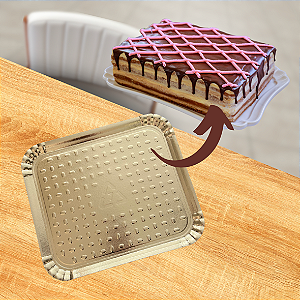 Bandeja Laminada Dourada - Bolo Retangular - 51x43,5 cm - Pacote com 10 unidades.