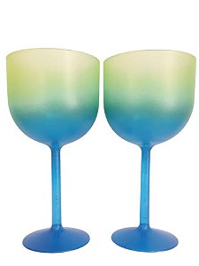 Taça de Gin Fosca Bicolor Amarela Azul de 500 ml